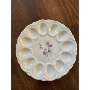 Vintage Mid Century Canonsburg China Wild Clover Deviled Egg Serving Dish